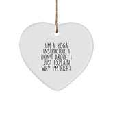 Funny Yoga Instructor Heart Ornament Gifts from Men, Christmas Unique Gifts for Yoga Instructor - Image 1